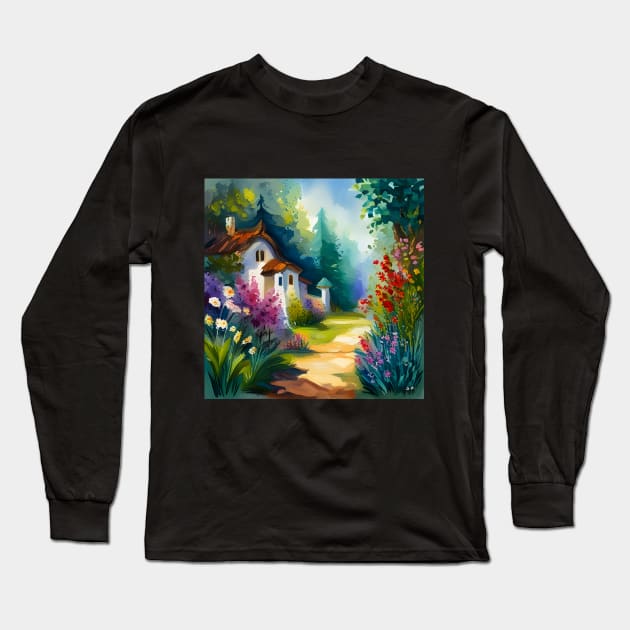 Flower Blooming Painting Long Sleeve T-Shirt by SmartPufferFish